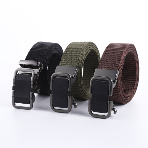 factory direct supply toothless automatic buckle imitation nylon non-porous ribbon belt business casual fashion alloy buckle belt