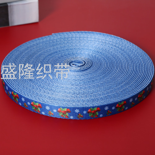 Year Factory Direct Sale New Christmas Ribbon Nylon Strap Pet Ribbon Printing Belt