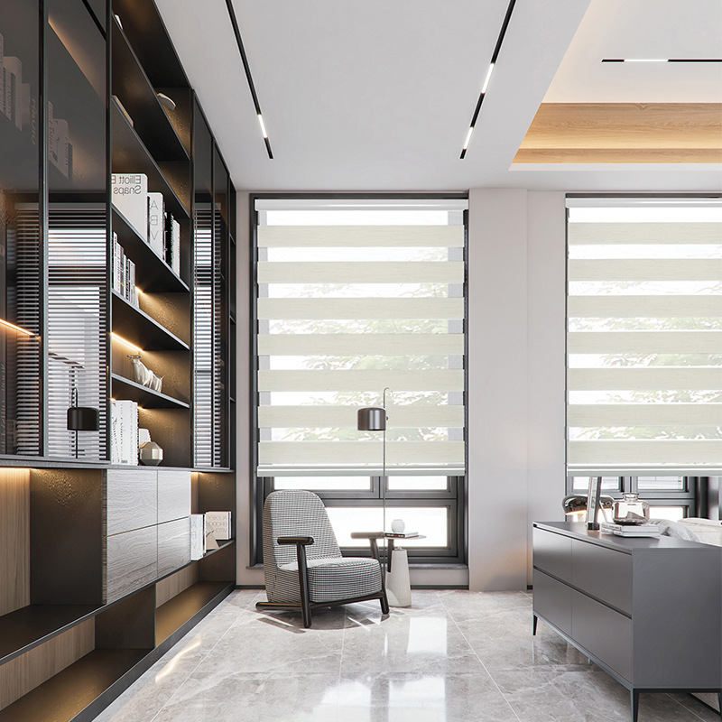 仿麻复古百叶窗帘 办公室半遮光卷帘客厅餐厅室内遮阳帘跨境专供