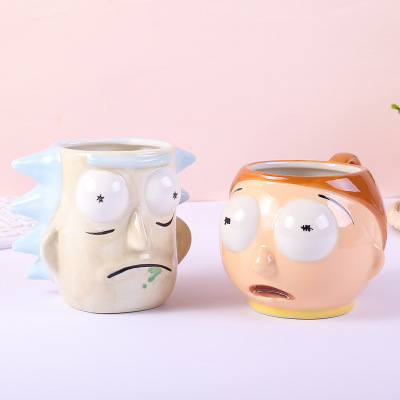 Bochan Old Man and Child Cute Creative Cartoon Ceramic Cup Rick and Morty Style Mug Large Capacity