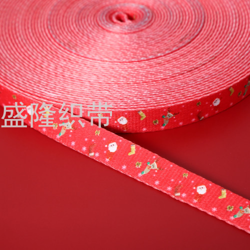Year Factory Direct Sales 2cm Spot Christmas Ribbon Pet Belt Nylon Strap Pet Belt Printing Belt 