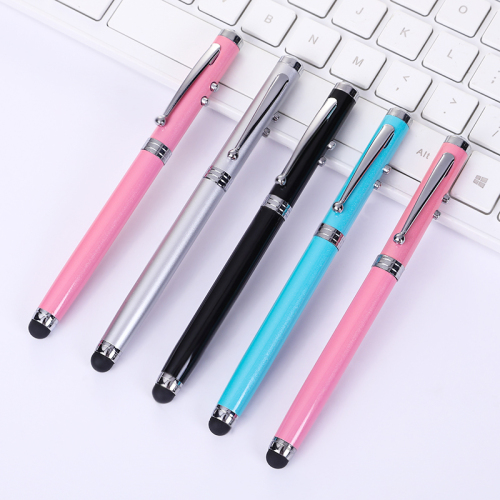 Three-in-One Touch Screen Capacitive Stylus Office LED Lamp Pen Multi-Functional Metal Ball Point Pen Advertising Marker Custom Logo