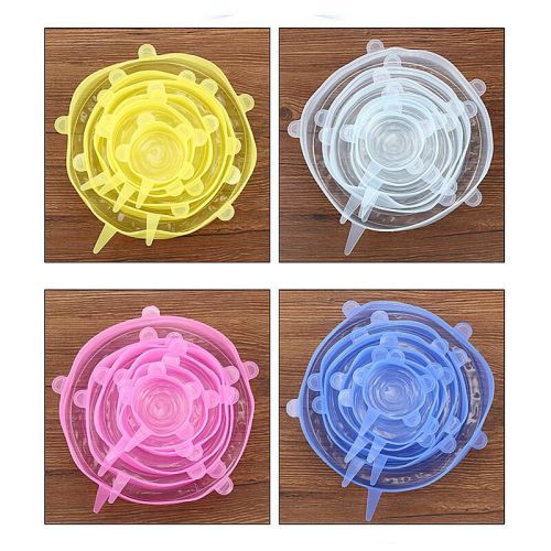 Lid for Airtight Container Six-Piece Fresh-Keeping Bowl Cover Silicone 6-Piece Set Stretchable Fruit and Vegetable Fresh-Keeping Film