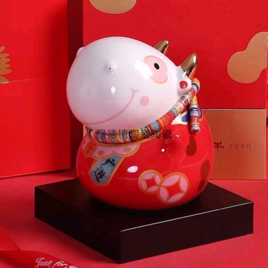 陶瓷存钱罐小牛存钱罐新款上架结婚回礼公司福利银行回馈客户积分