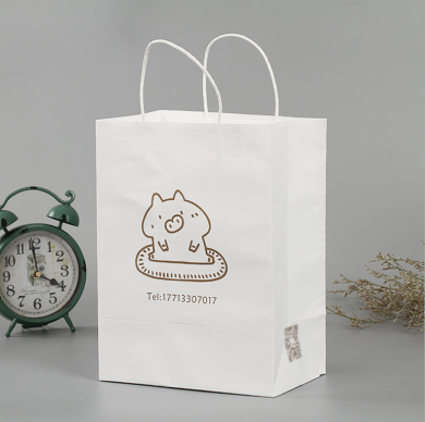 白牛皮纸袋手提袋外卖打包袋奶茶打包袋纸袋子定做logo