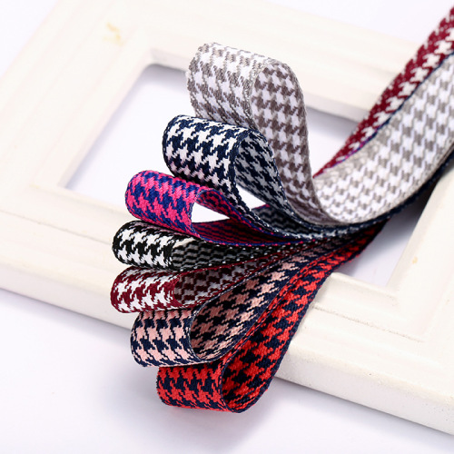 spot houndstooth personality plaid korean ribbon polyester cotton hair accessories clothing diy textile accessories factory direct supply