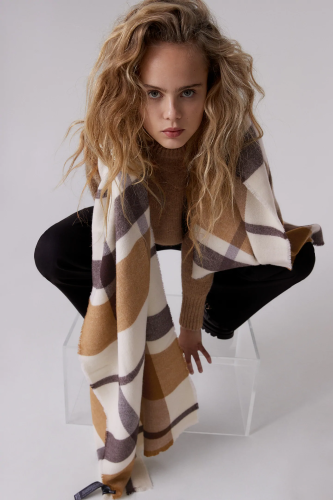 za‘s new scarf 2020 winter cashmere-like beige camel large plaid scarf shawl
