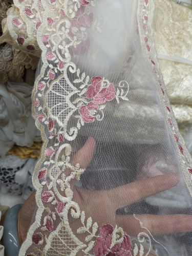 mesh embroidery lace， color can be made according to customer requirements