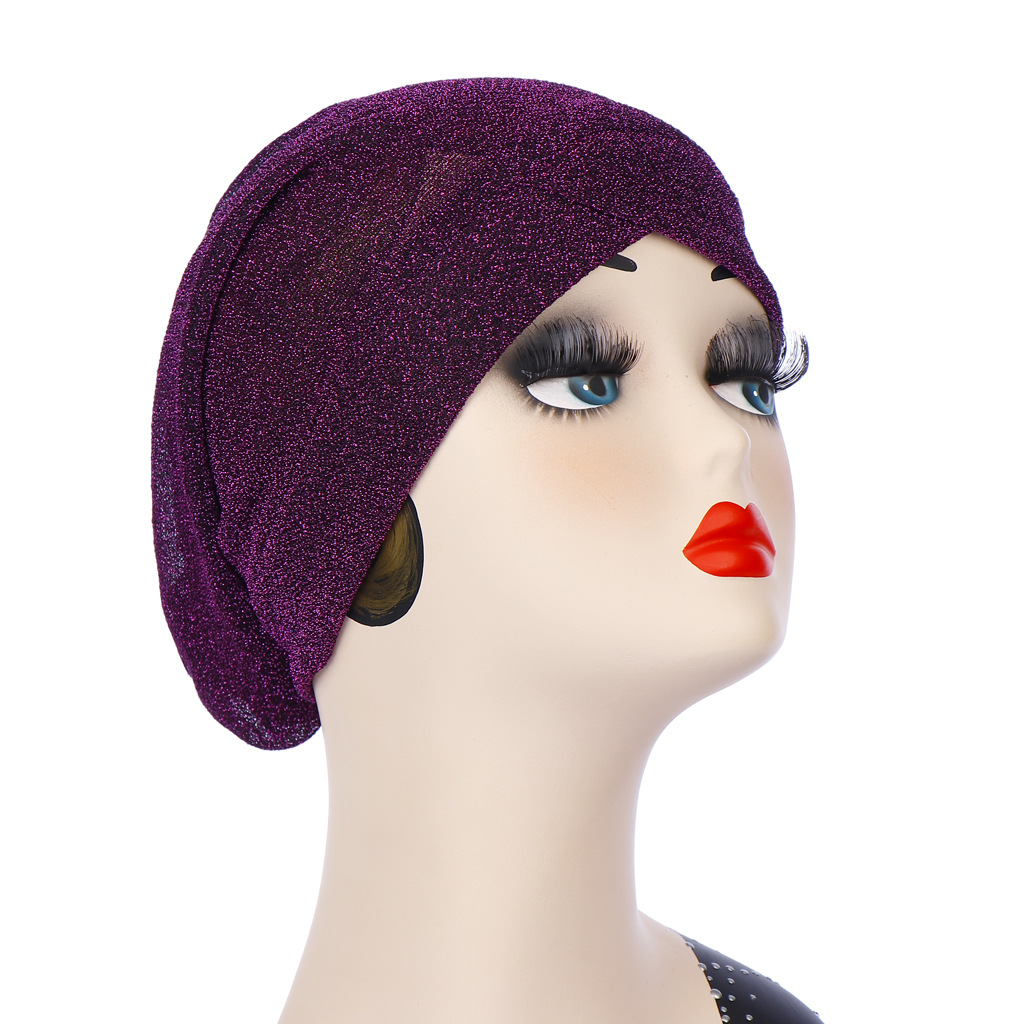 European and American New Fashion Street Shooting Headscarf Forehead Cross Indian Hat Bright Silk Cl