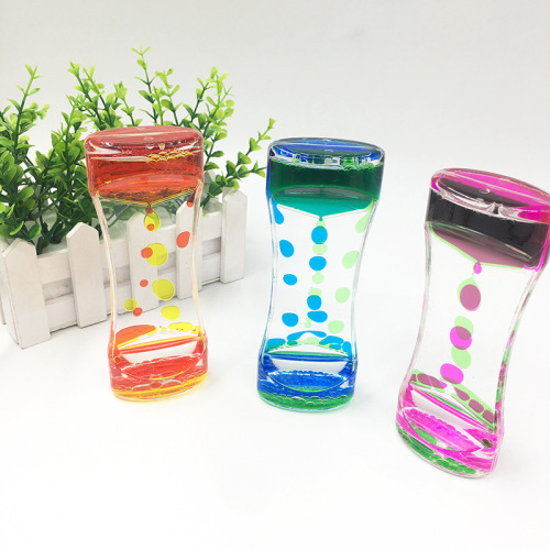 Spot Two-Color Liquid Acrylic Oil Leak Hourglass Timer Decompression Daze Crafts Creative Gift Decoration