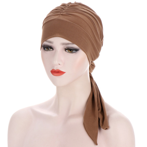 foreign trade y new pure color crystal hemp toe cap long tail bow headscarf cap tricorne