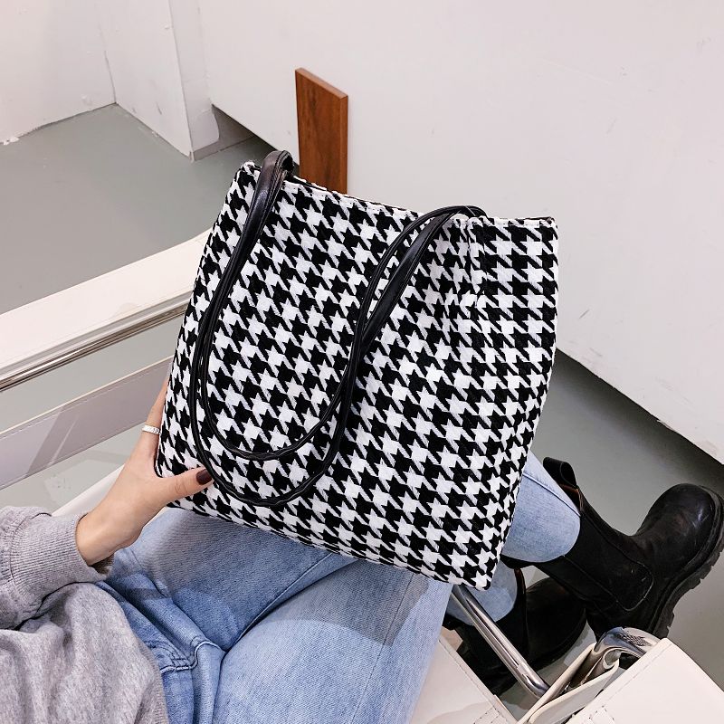 Plaid Large Capacity Shoulder Bag All-Match Korean Style Shopping Bag Women's Bag Tote Bag Ladi