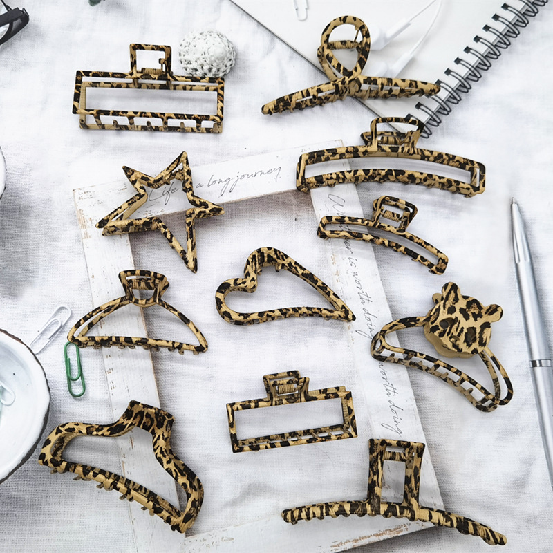 Korean Style Ins Hair Jaw Clip Simple a Wire Fence Red Leopa...