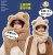 New Korean Style Three-Piece Set Hooded Women's Thickened Warm and Cute Bear Hat Scarf Gloves Integrated Scarf Winter