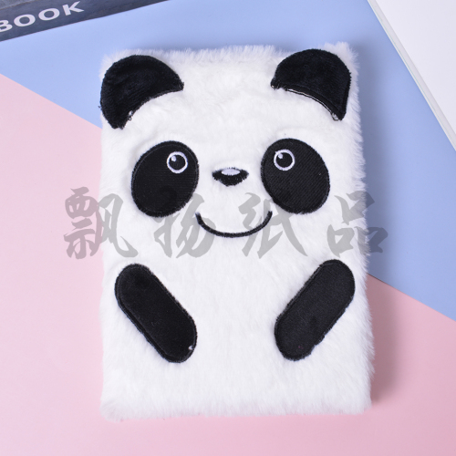 new winter cartoon plush notebook cute little panda stereo ears girl heart hand book notepad