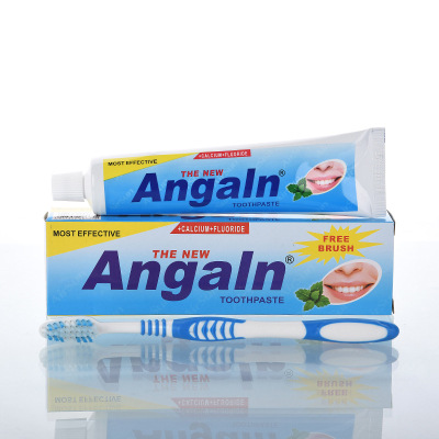 Angaln Spearmint Fresh Tooth Cleaning Color Stripes Toothpaste Oral Cleaning Care Toothpaste Free Toothbrush Wholesale
