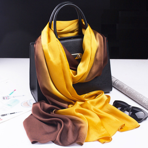 hangzhou silk women‘s gradient silk scarf new silk satin versatile long shawl silk scarf wholesale