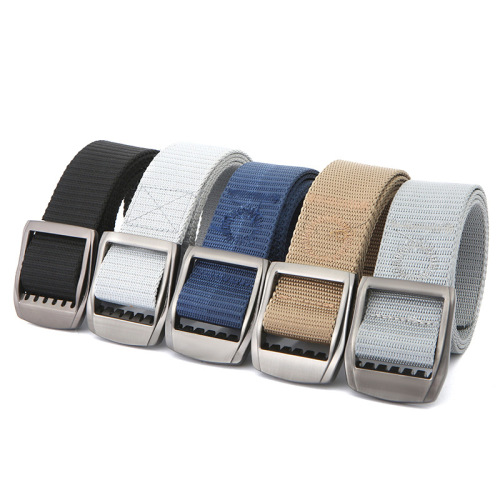japanese buckle solid color tank belt korean smooth woven belt multi-color nylon pants belt wholesale