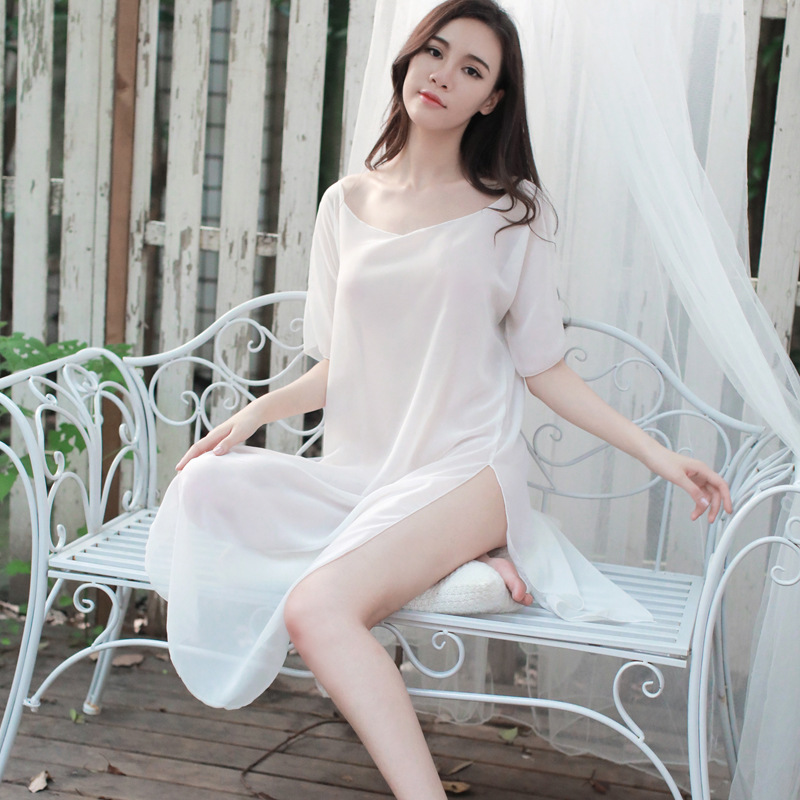 ambiguous sexy lingerie sexy pajamas chiffon white