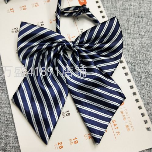 New Stewardess Japanese JK Student Professional Bow Tie Women‘s Factory Direct Supply Wholesale Bow Tie Custom Printing Slanted Stripe