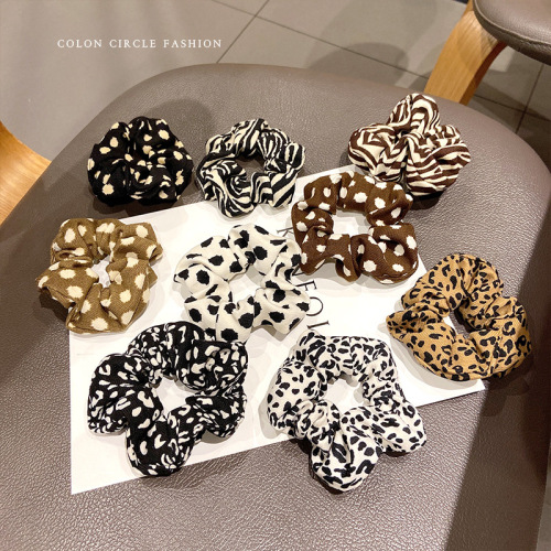 ins leopard print hair ring large intestine ring temperament simple head rope korean internet celebrity rubber band female tie all-match retro hair accessories