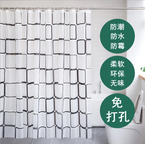 [Muqing] Simple Shower Curtain Waterproof and Mildew-Proof Shower Partition Curtain Amazon Hot ODM/OEM