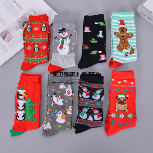 Autumn and Winter Christmas Women‘s Socks Red Socks Three-Dimensional Cartoon Christmas Socks Cute japanese Style Elk Women‘s Stockings