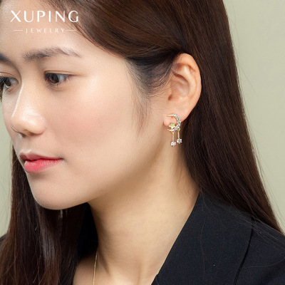 Xuping Jewelry New Gold Plated 925 Silver Needle Simple Ins XINGX Earrings for Women Wholesale Compact Temperamental Earrings