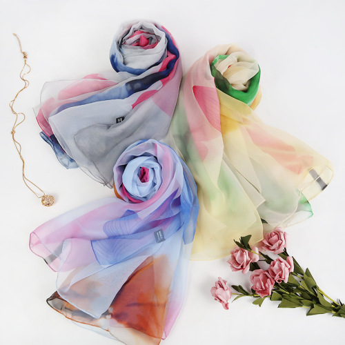 imitation supply super soft yarn female spring and summer silk stall female flower long silk scarf one-piece delivery