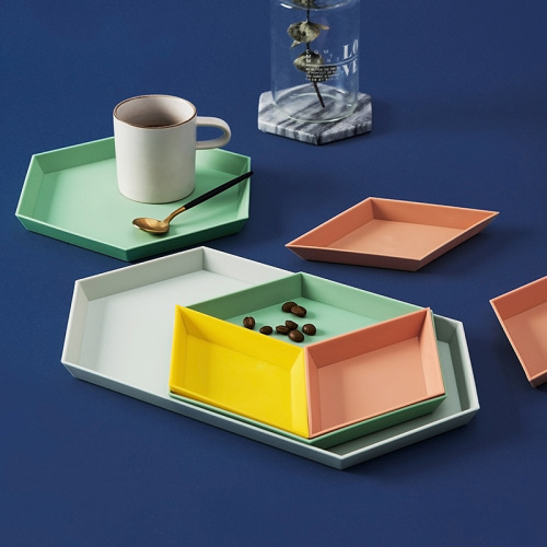Nordic Style Polygon Geometric Tray Creative Color Combination tray Set Desktop Jewelry Storage Tray Candy Tray