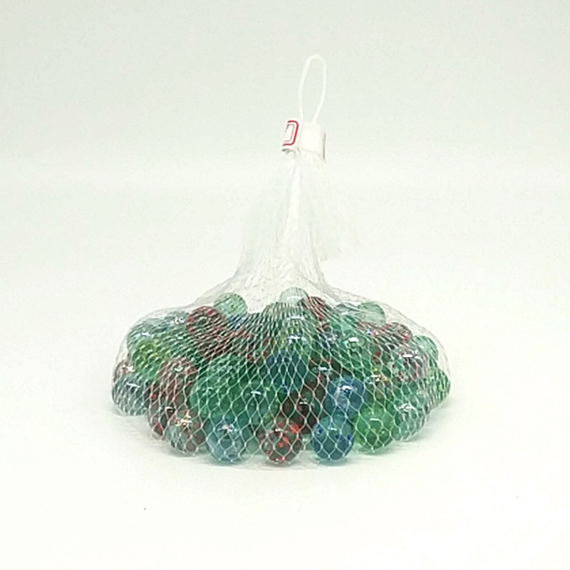 Sunshine Department Store Net Bag 100 Sesame Flash Glass Marbles 16mm Red Yellow Blue and Green Chil