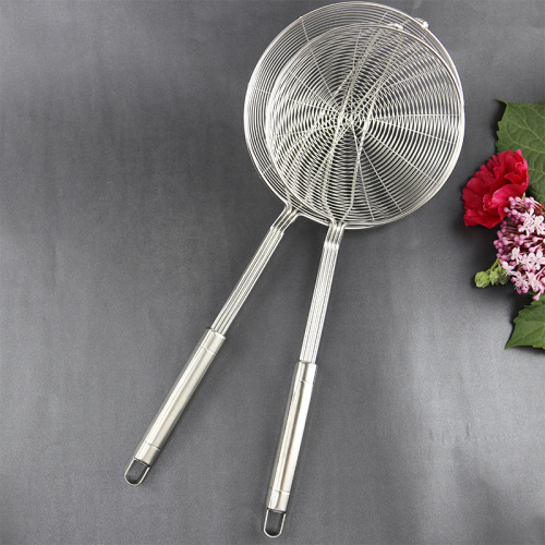 source manufacturer stainless steel strainer kitchenware hotel kitchen supplies wholesale tools round tube filter spoon fried mesh drain