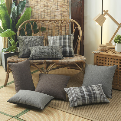2020 New Linen Plaid Pillow Cover Sofa Cushion Cover without Core Customizable Home Lumbar Cushion Cover Manufacturer