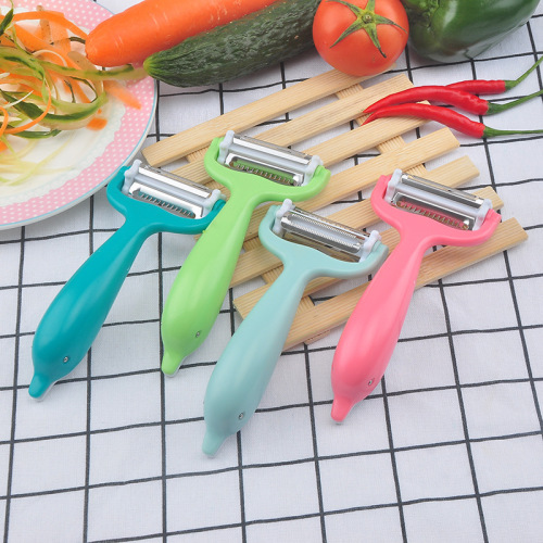 factory direct stainless steel three-in-one peeler creative dolphin peeler multifunctional kitchen melon and fruit planer