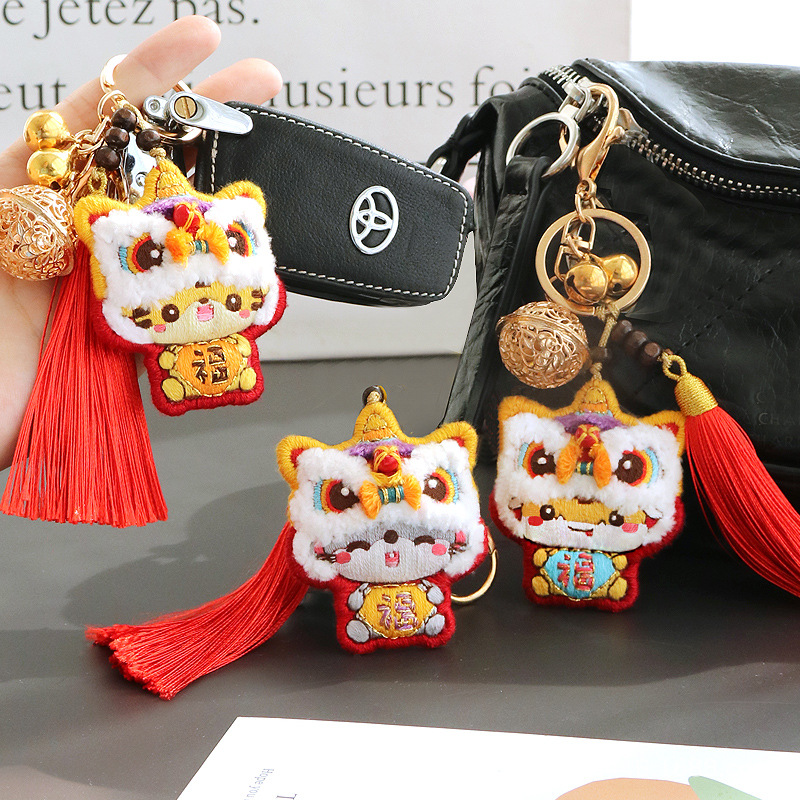 Protective Talisman Embroidery DIY Handmade Material Package Self-Embroidered Lion Pouch for Boyfrie