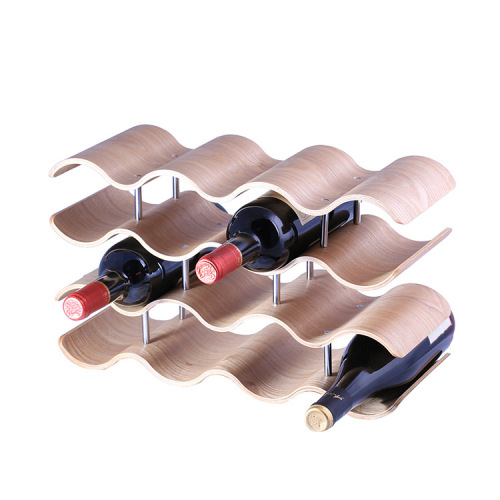 Home Hotel Bar Wooden Wine Rack Creative Wavy Grape Wine Rack Display Stand Solid Wood Wine Bottle Rack