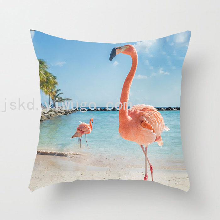 Flamingo Pattern Short Plush Digital Printed Pillowcase Sofa Living Room Pillows Car Back Factory Di