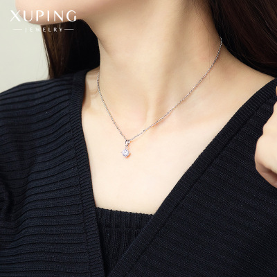 Factory Direct Supply New White Gold Inlaid Zircon Clavicle Chain Neck Chain Copper Alloy Simple Ins Necklace for Women