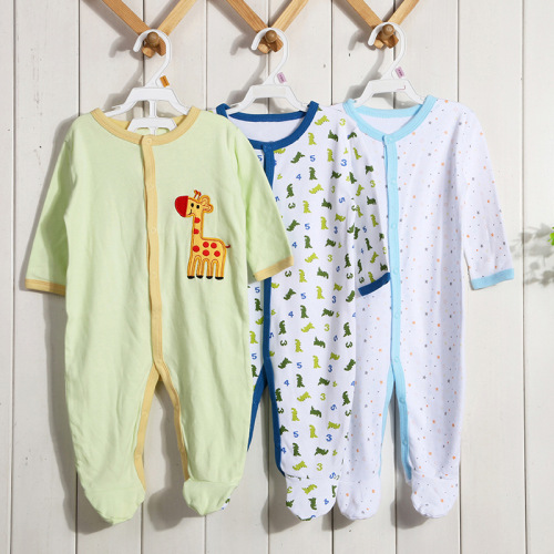 popular clothes for babies baby rompers jumpsuit cross-border foot-wrapped jumpsuit 3-piece animal wholesale long type crawling suit