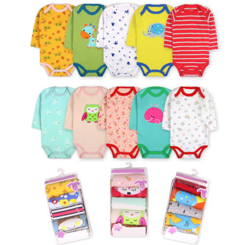 baby cross-border long-sleeved foreign trade romper spring and summer european and american onesie 5-piece jumpsuit romper wholesale