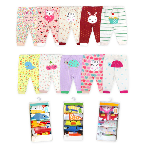 foreign trade children‘s trousers spring and summer cross-border boys and girls baby bottom pants cartoon cotton printed pants baby big butt