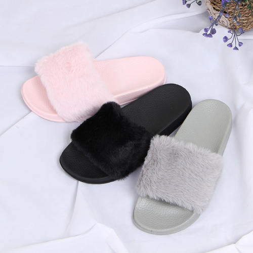 hd autumn and winter warm plush slipper non-slip indoor fluffy slippers women‘s flat for outdoors indoor slippers