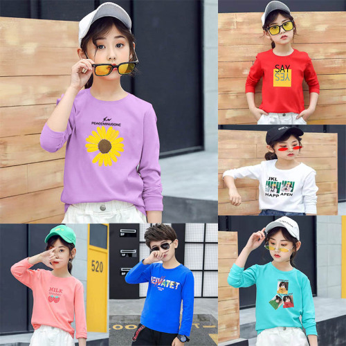 factory low price clearance children‘s t-shirt boys and girls korean long sleeve bottoming shirt stock stall children‘s clothing wholesale
