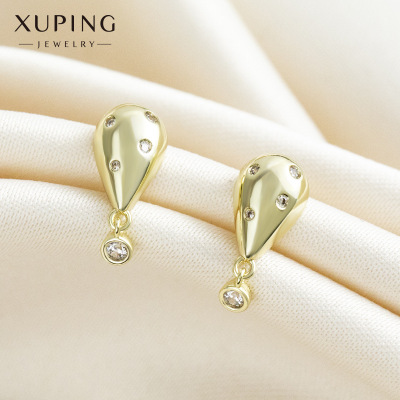 Xuping Jewelry 14K Gold Artificial Gemstone Earrings Factory Direct Supply Copper Alloy Japanese and Korean 925 Silver Stud Earrings Women