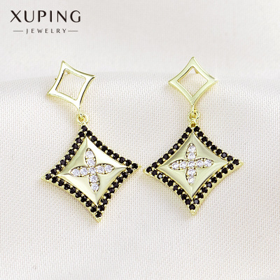 Xuping Jewelry 2021new Design Sense Trendy Eardrops 14K Gold Customizable Japanese and Korean French Silver Pin Earrings