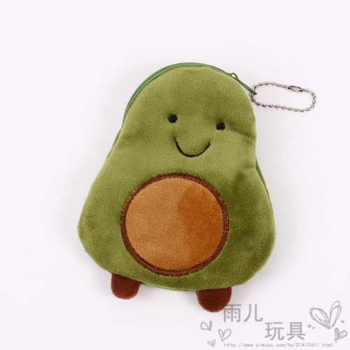 new ins style cute plush avocado change coin bag earphone storage bag pendant key lipstick bag