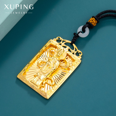 Xuping Jewelry New Tag Customizable Pendant 24K Color Fashion Retro Avalokitesvara Pendant Sweater Chain Necklace for Women