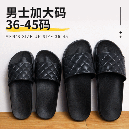 Home Simple Indoor Couple Plaid Flip-Flops Bathroom non-Slip Open Toe Large Size Soft Bottom Home Slippers Men and Women