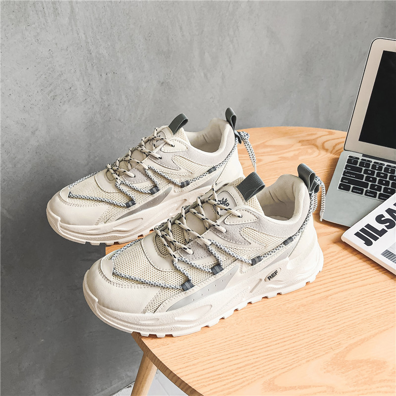 2021 Spring Thick Bottom Color Matching Casual Trend Ins Sports Dad Shoes Sports Breathable Mesh Fas