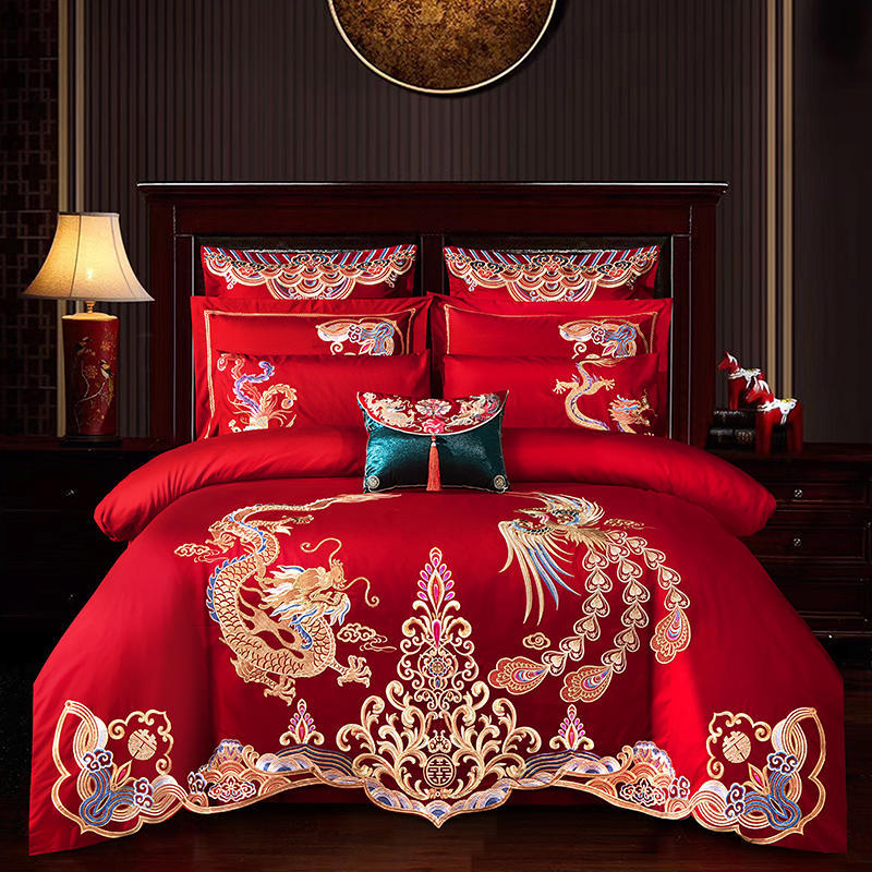 Wedding Embroidery Four-Piece Set Big Red Joy Quilt Bedding Wedding Quilt Cover Wedding Bedding Wedd